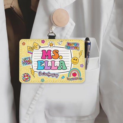 Personalized Teacher ID Badge Holder, Teacher Appreciation Gift, Teacher Gift, Back To School Gift, ID Holder Custom School Supply Theme