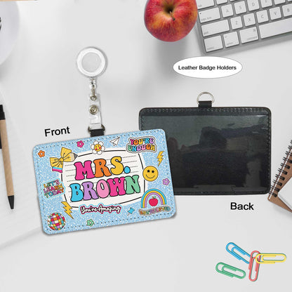 Personalized Teacher ID Badge Holder, Teacher Appreciation Gift, Teacher Gift, Back To School Gift, ID Holder Custom School Supply Theme