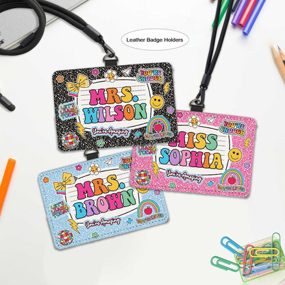 Personalized Teacher ID Badge Holder, Teacher Appreciation Gift, Teacher Gift, Back To School Gift, ID Holder Custom School Supply Theme