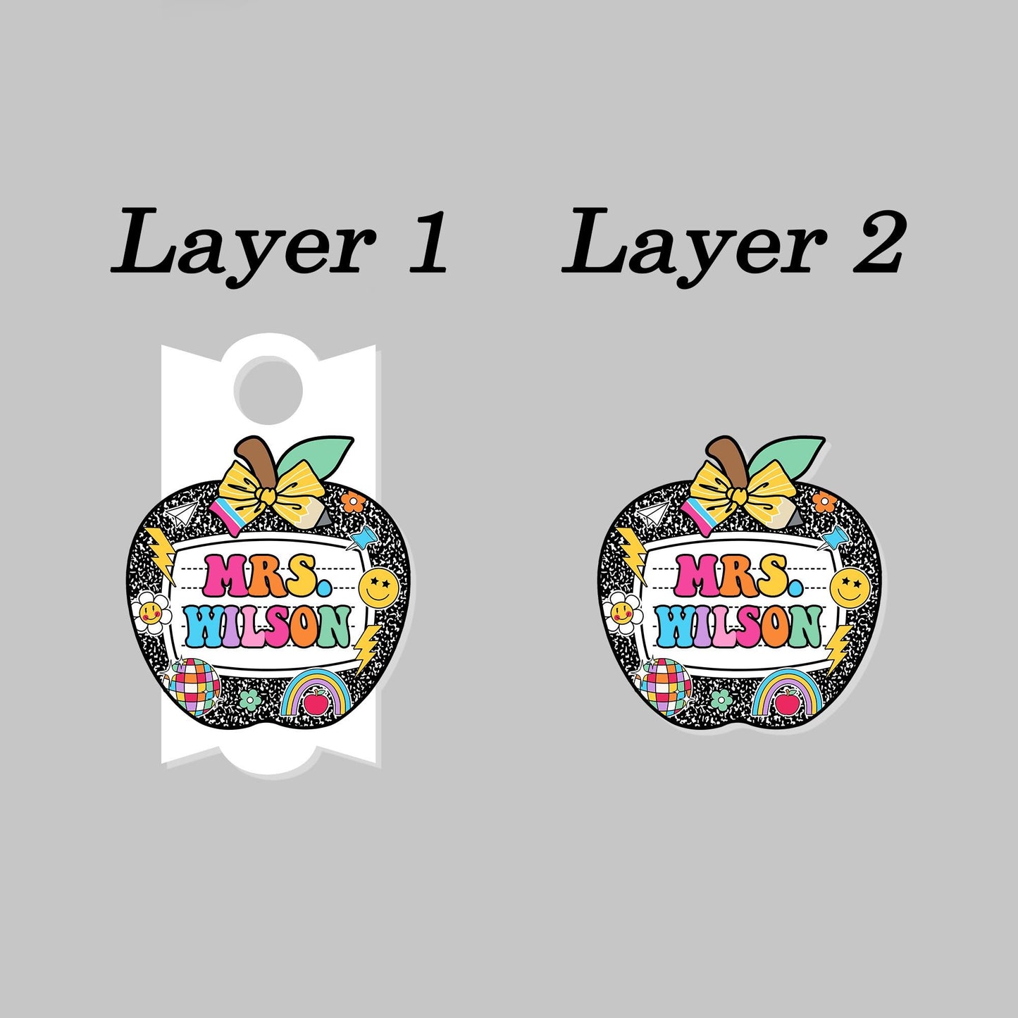 Custom Tumbler Name Tag, Personalized Apple Topper 40oz/30oz, Teacher Gifts, Tumbler Name Plate, Back To School, Teacher Appreciation Gift