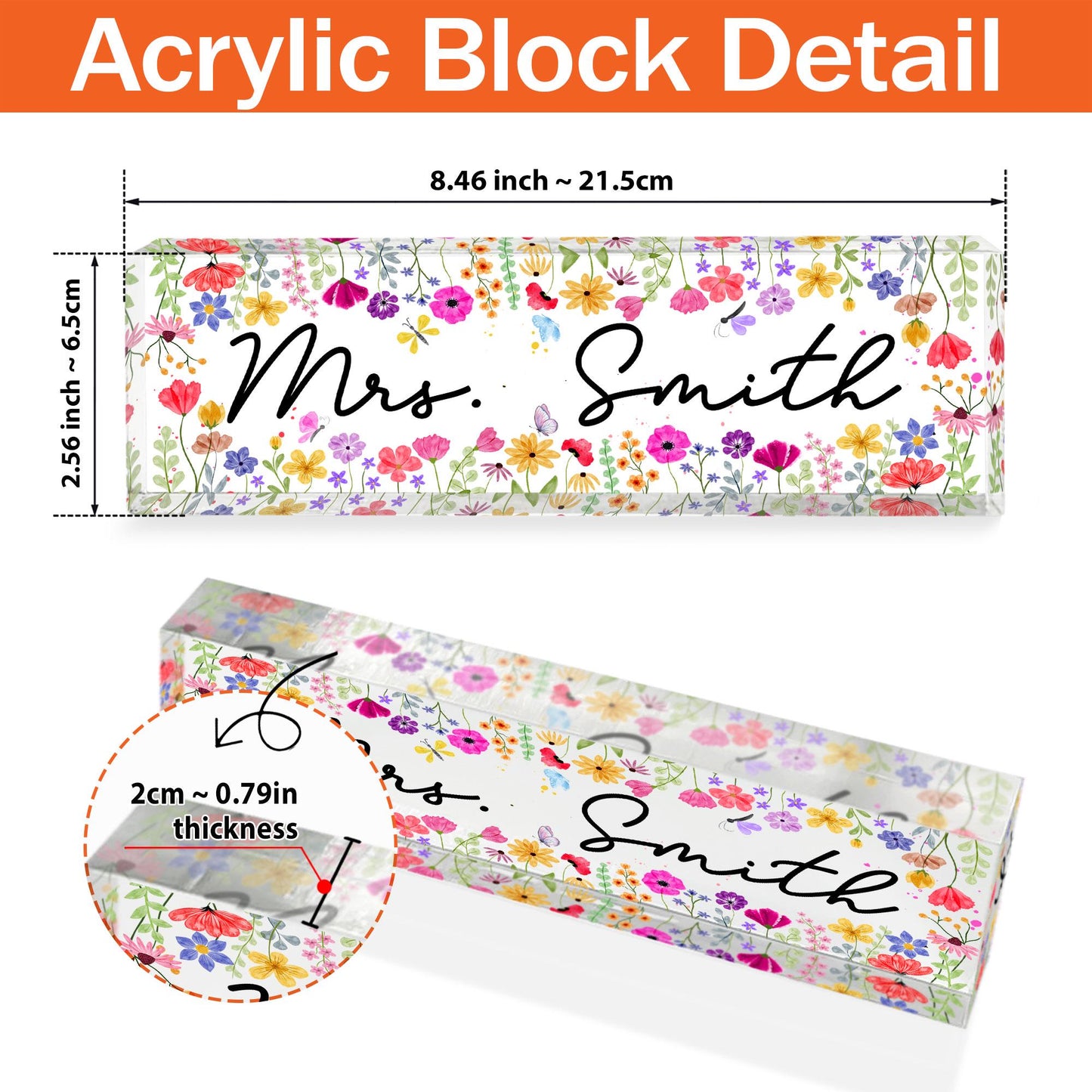 Custom Teacher Name Plate Desk Plaque Flower, Teacher Appreciation Gift, Teacher Gift, Teacher Acrylic Desk Name Sign, Back To School Gift