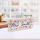 Custom Teacher Name Plate Desk Plaque Flower, Teacher Appreciation Gift, Teacher Gift, Teacher Acrylic Desk Name Sign, Back To School Gift