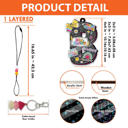 Personalized Beaded Teacher Lanyard: Custom Name ID Badge, Wood or Acrylic