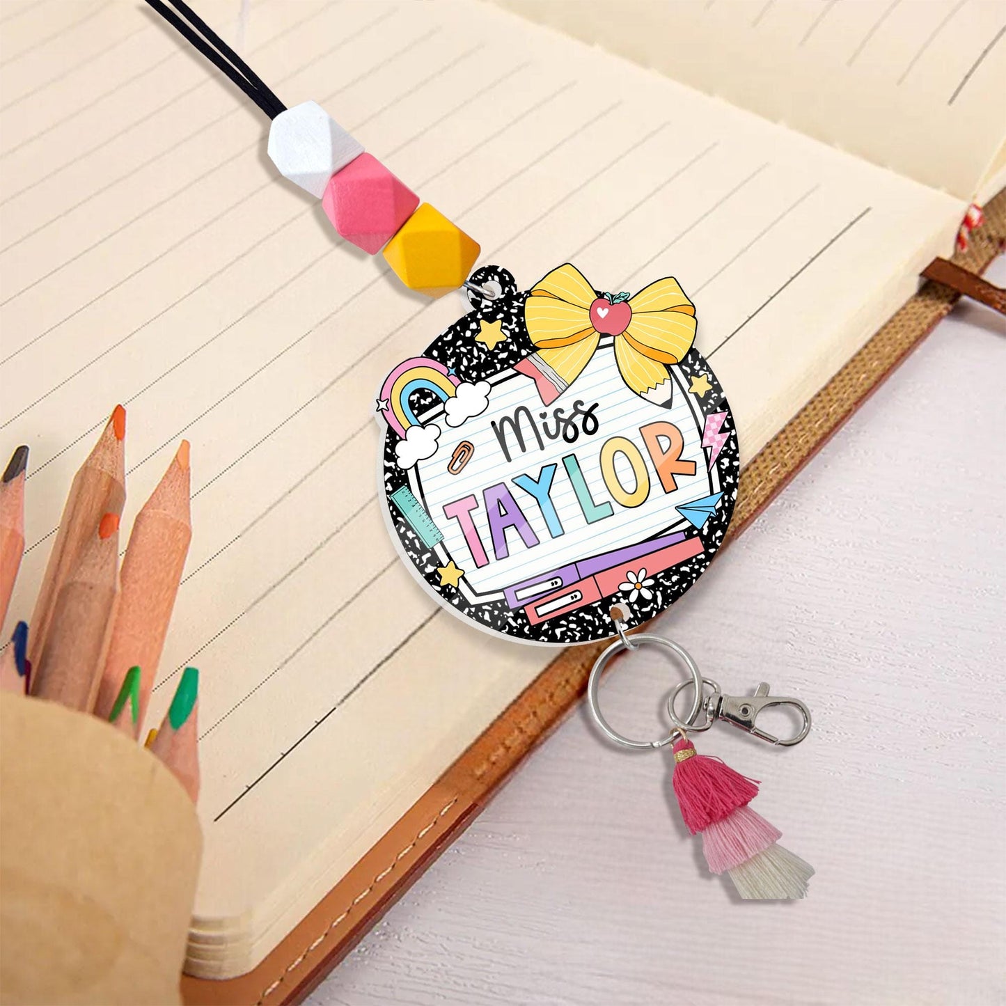 Teacher Lanyard, Personalized Trendy Lanyard for Keys ID Badge Lanyard, Teacher Lanyard with Name, Beaded Lanyard, Teacher Appreciation Gift