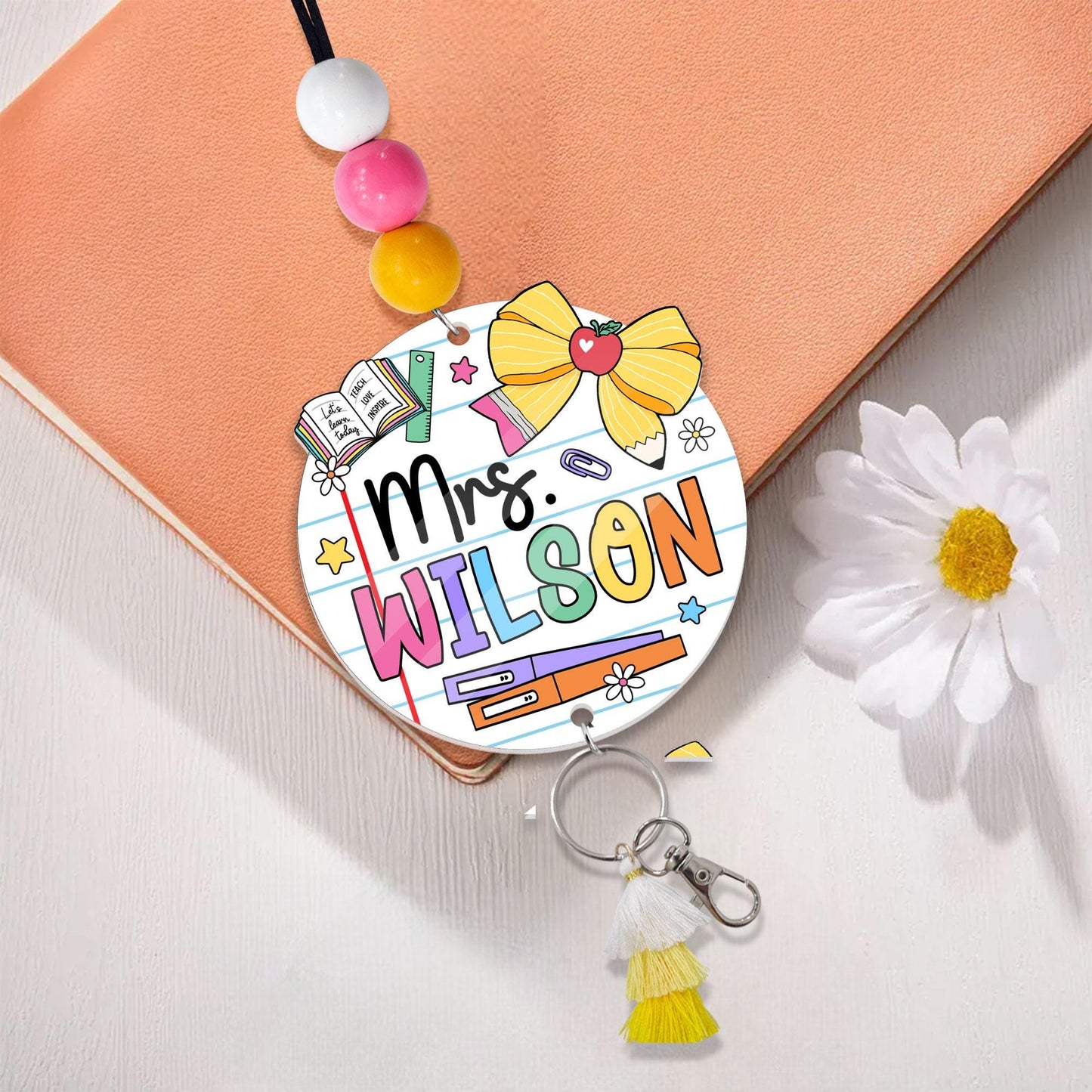 Teacher Lanyard, Personalized Trendy Lanyard for Keys ID Badge Lanyard, Teacher Lanyard with Name, Beaded Lanyard, Teacher Appreciation Gift