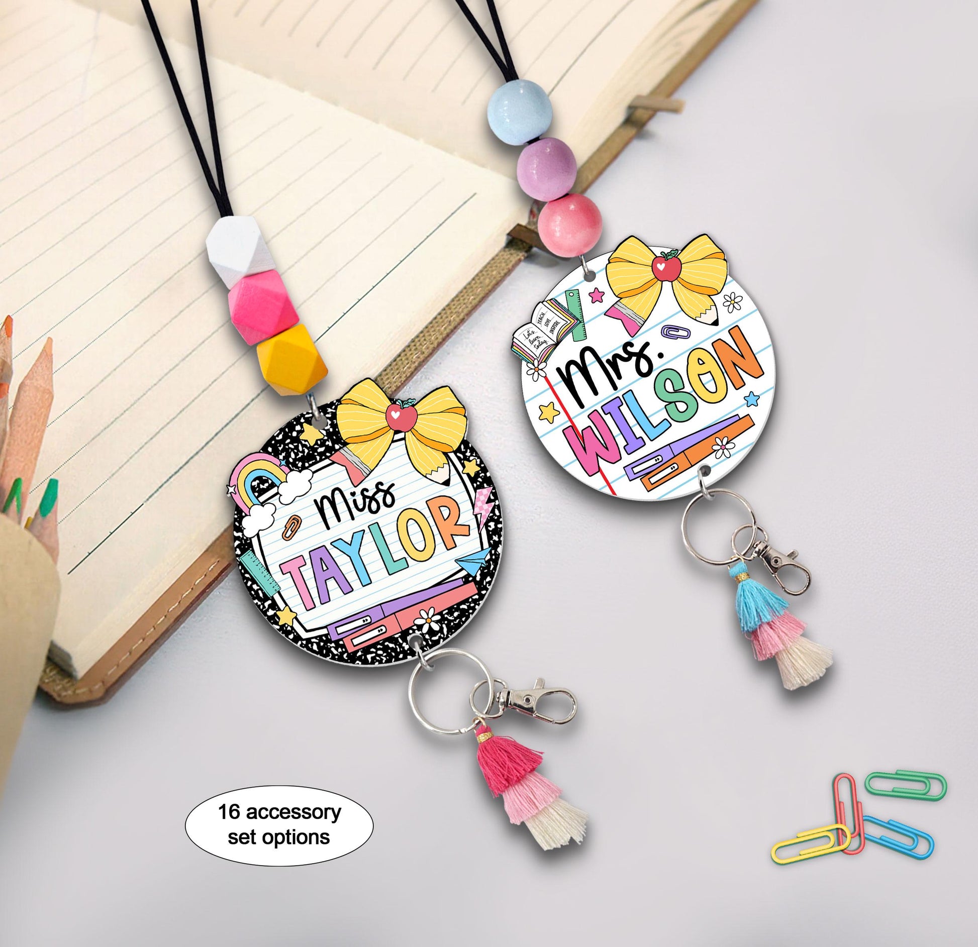 Teacher Lanyard, Personalized Trendy Lanyard for Keys ID Badge Lanyard, Teacher Lanyard with Name, Beaded Lanyard, Teacher Appreciation Gift