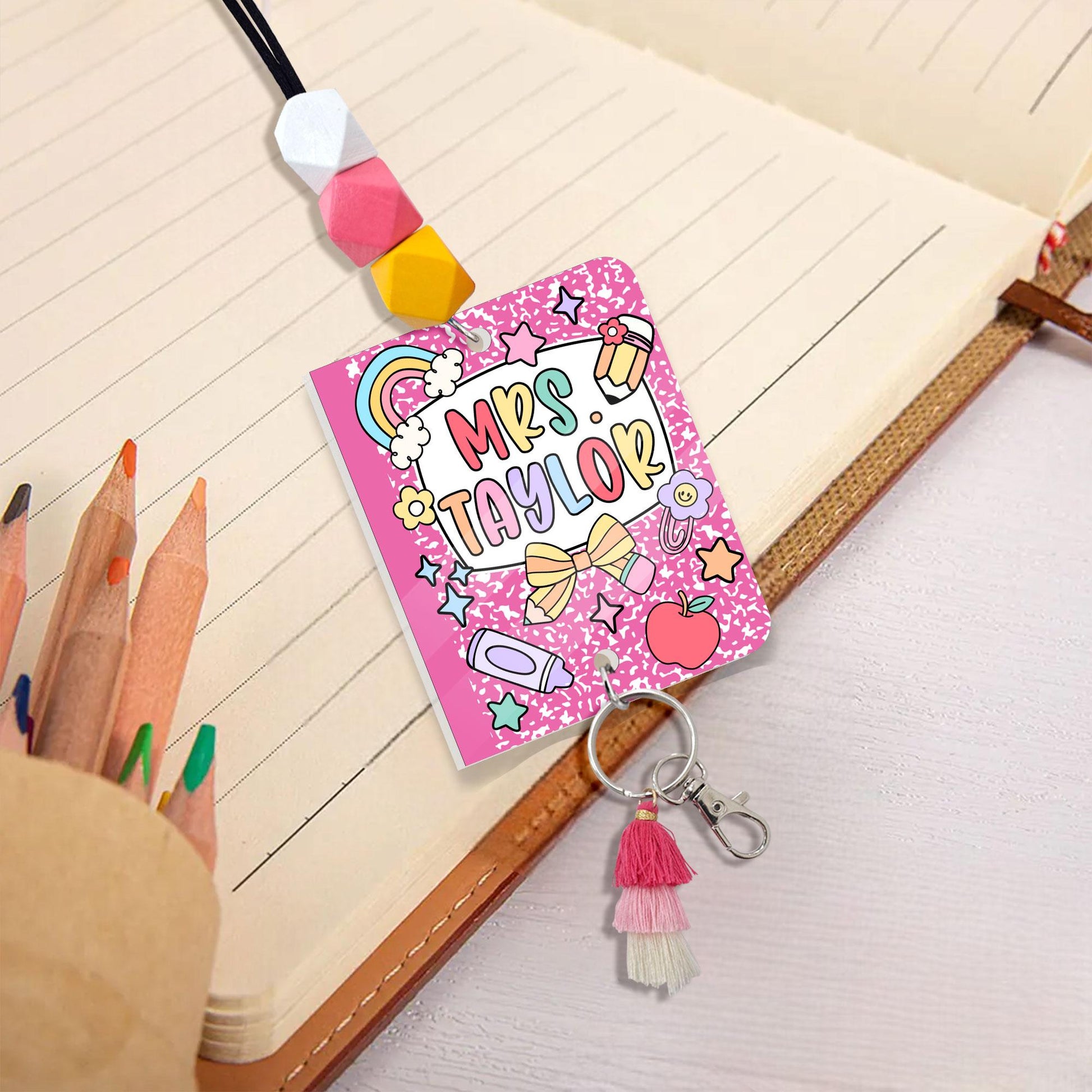 Custom Teacher Lanyard with Name, Teacher Appreciation Gift, Personalized Trendy Lanyard for Keys ID Badge, Beaded Lanyard Back To School