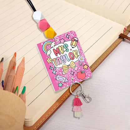 Custom Teacher Lanyard with Name, Teacher Appreciation Gift, Personalized Trendy Lanyard for Keys ID Badge, Beaded Lanyard Back To School