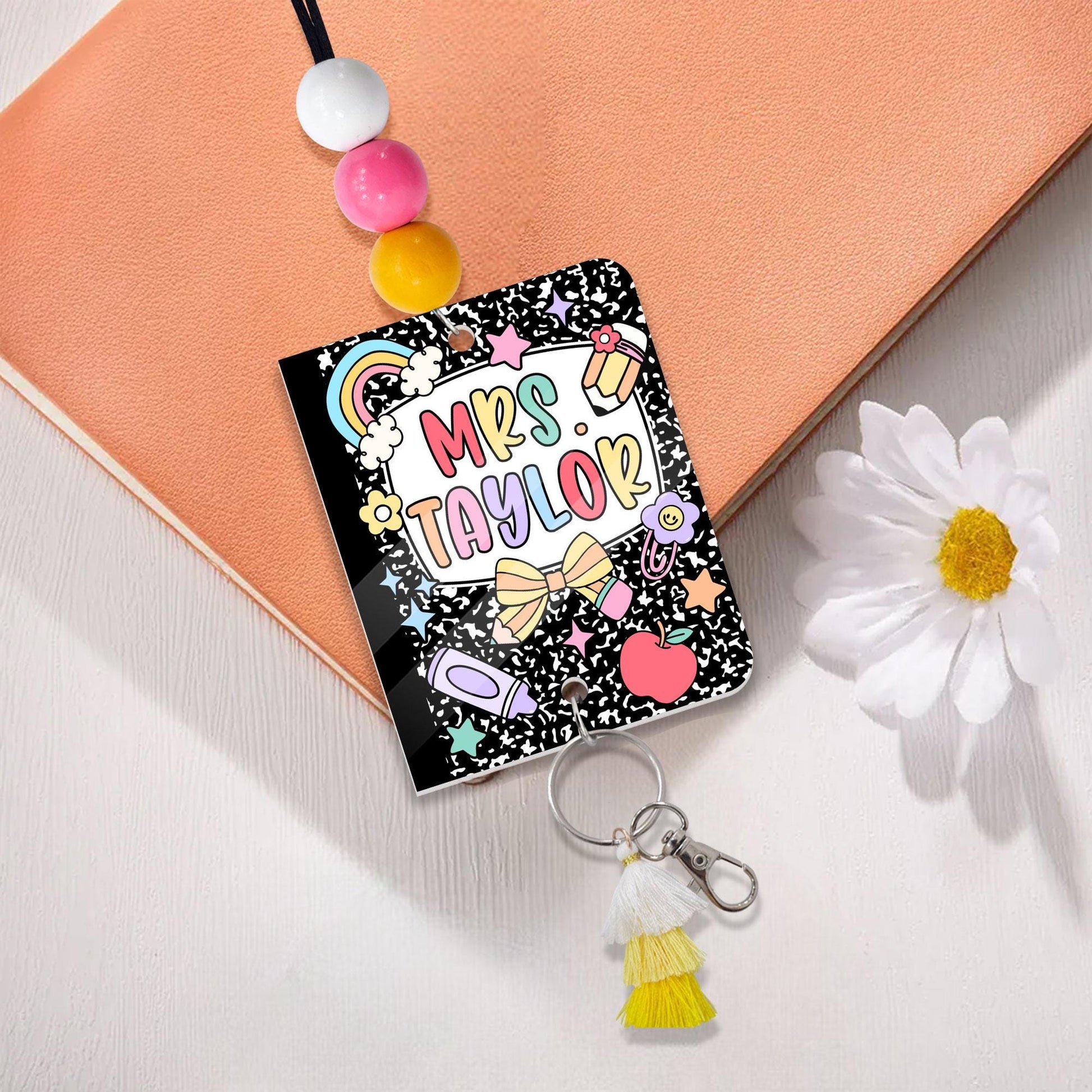 Custom Teacher Lanyard with Name, Teacher Appreciation Gift, Personalized Trendy Lanyard for Keys ID Badge, Beaded Lanyard Back To School