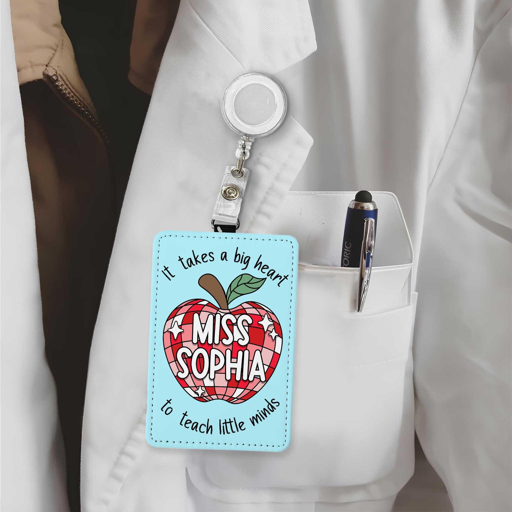 Custom Teacher ID Badge Holder Apple Name, Teacher Gifts, Personalized ID Holder Lanyard, Teacher Appreciation Gift, Back To School Gift