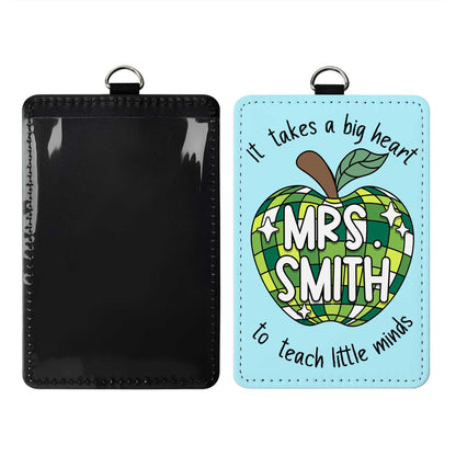 Custom Teacher ID Badge Holder Apple Name, Teacher Gifts, Personalized ID Holder Lanyard, Teacher Appreciation Gift, Back To School Gift