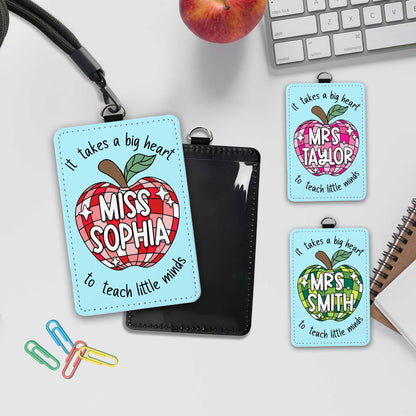 Custom Teacher ID Badge Holder Apple Name, Teacher Gifts, Personalized ID Holder Lanyard, Teacher Appreciation Gift, Back To School Gift
