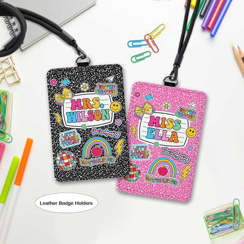 Personalized Teacher ID Badge Holder, Teacher Gift, Teacher Appreciation Gift, Back To School Gift, ID Holder Custom School Supply Theme