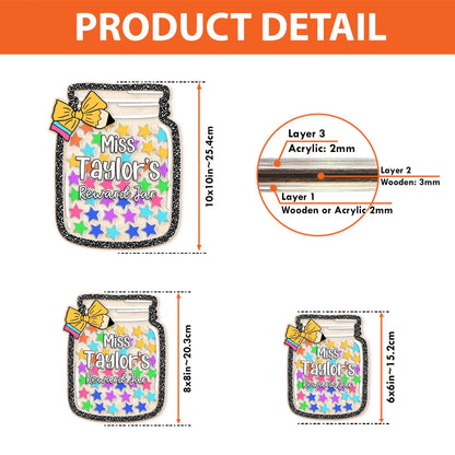 Custom Teacher Reward Jar, Star Magnetic Reward Jar, Fridge Wood and Acrylic Printed Custom Name, Back to School, Teacher Appreciation Gifts