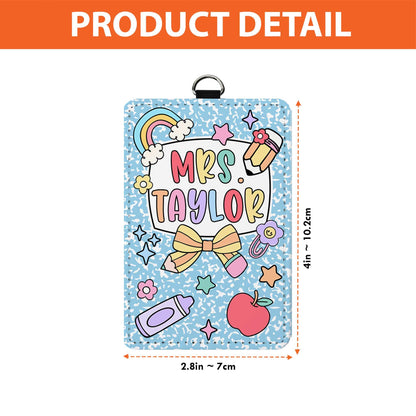 Personalized Teacher ID Badge Holder, Composition Book Teacher ID Badge Holder, Teacher Gift, Teacher Appreciation Gift, Back To School Gift