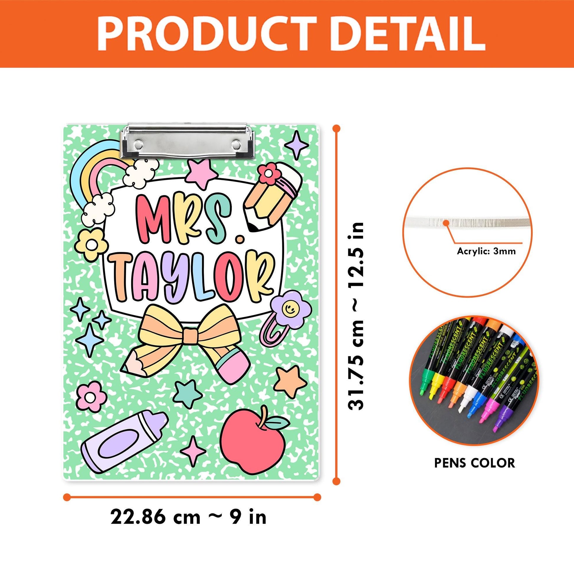 Custom Teacher Clipboard Composition Book With Name, Personalized Teacher Gift, Teacher Appreciation, School Supplies, Back To School Gift