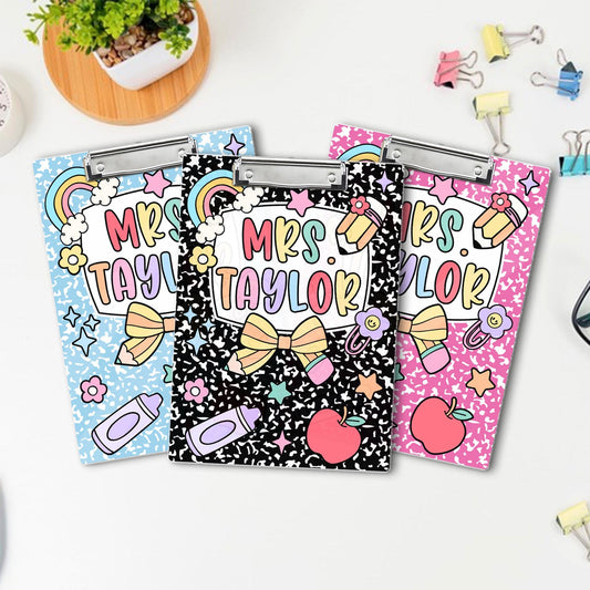 Custom Teacher Clipboard Composition Book With Name, Personalized Teacher Gift, Teacher Appreciation, School Supplies, Back To School Gift
