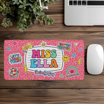 Personalized Teacher Desk Mat, Custom Teacher Composition Book Desk Mat With Name, Teacher Gifts, Back To School, Teacher Appreciation Gift