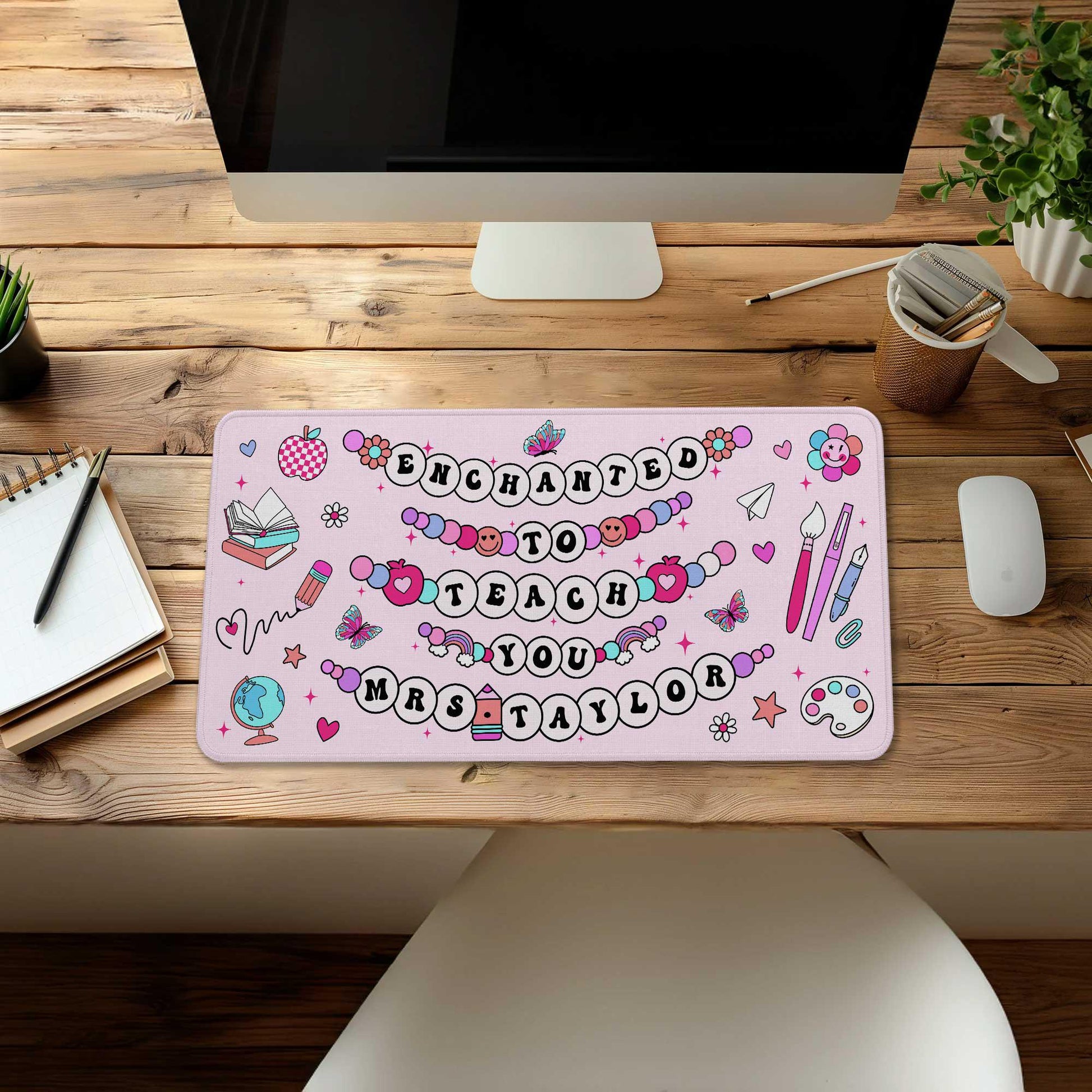 Personalized Teacher Desk Mat Enchanted To Teach You, Teacher Desk Mat With Name, Teacher Gifts, Back To School, Teacher Appreciation Gift