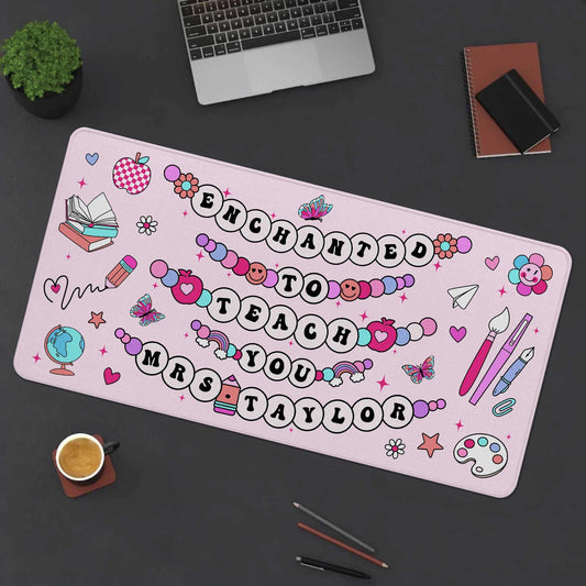 Personalized Teacher Desk Mat Enchanted To Teach You, Teacher Desk Mat With Name, Teacher Gifts, Back To School, Teacher Appreciation Gift