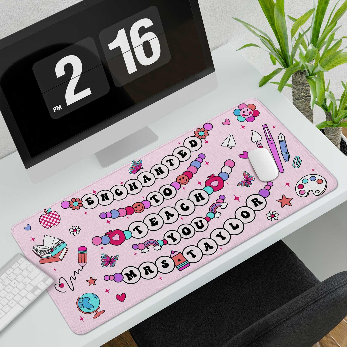Personalized Teacher Desk Mat Enchanted To Teach You, Teacher Desk Mat With Name, Teacher Gifts, Back To School, Teacher Appreciation Gift