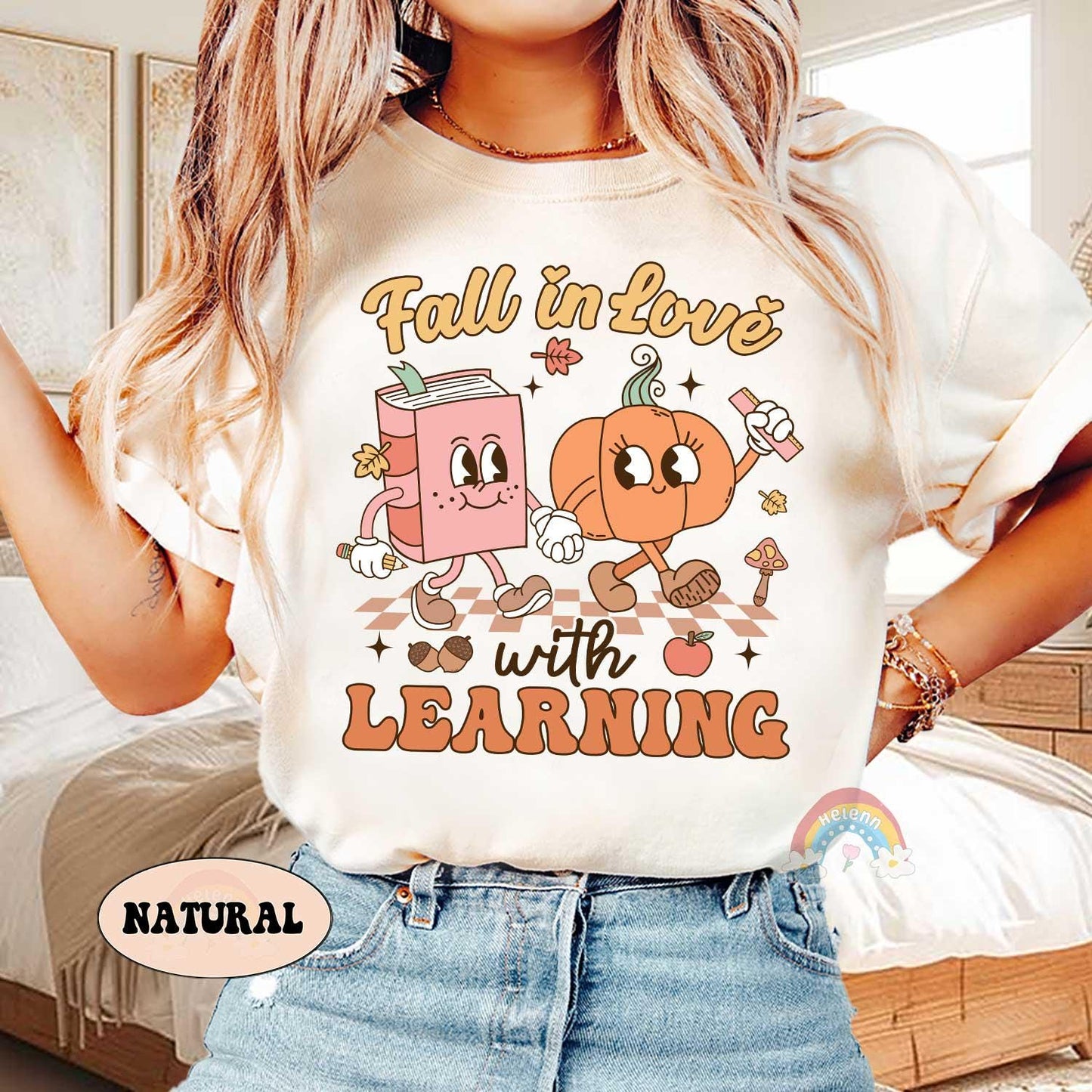 Teacher Shirt Fall In Love With Learning, Teacher Pumpkin Fall Shirt Halloween Spooky Shirt, Teacher Thanksgiving Sweatshirt, Teacher Gifts