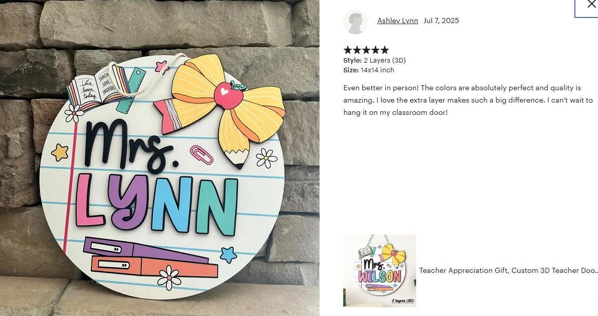 Teacher Appreciation Gift, Custom 3D Teacher Door Hanger With Name, Gift For Teacher, Teacher Name Sign Classroom Decor, Back To School Gift