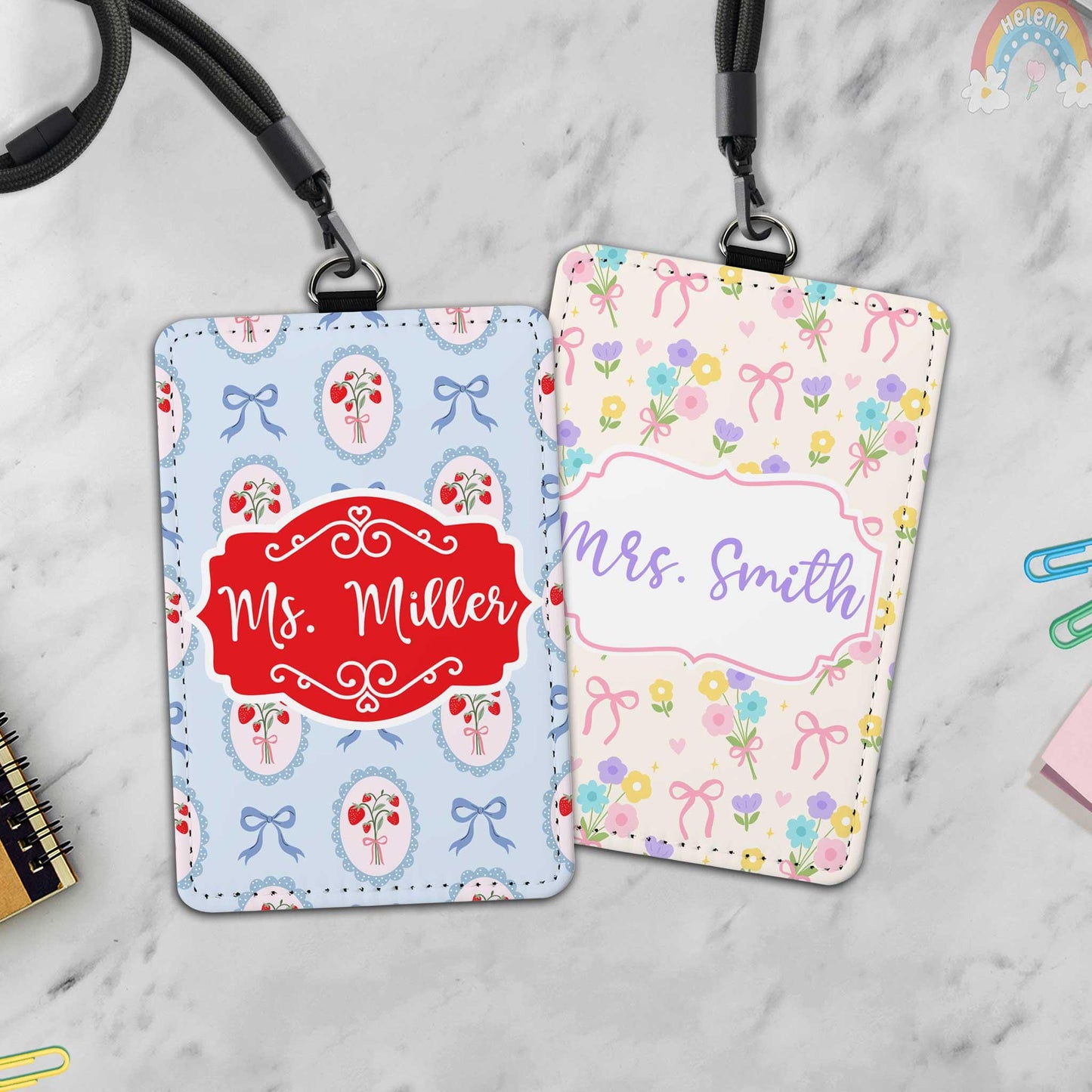 Personalized Teacher ID Badge Holder, Custom Badge Holder, ID Holder, Lanyard Accessory, Teacher Appreciation Gift, Back To School Gift