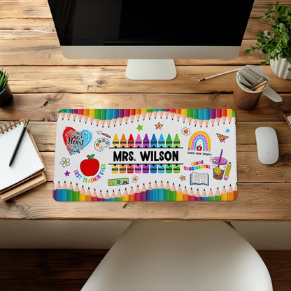 Personalized Teacher Desk Mat, Custom Crayon Pencil Desk Mat With Name, Teacher Gifts, Back To School, Teacher Appreciation Gift