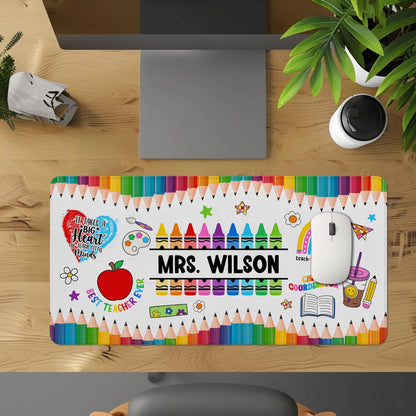 Personalized Teacher Desk Mat, Custom Crayon Pencil Desk Mat With Name, Teacher Gifts, Back To School, Teacher Appreciation Gift