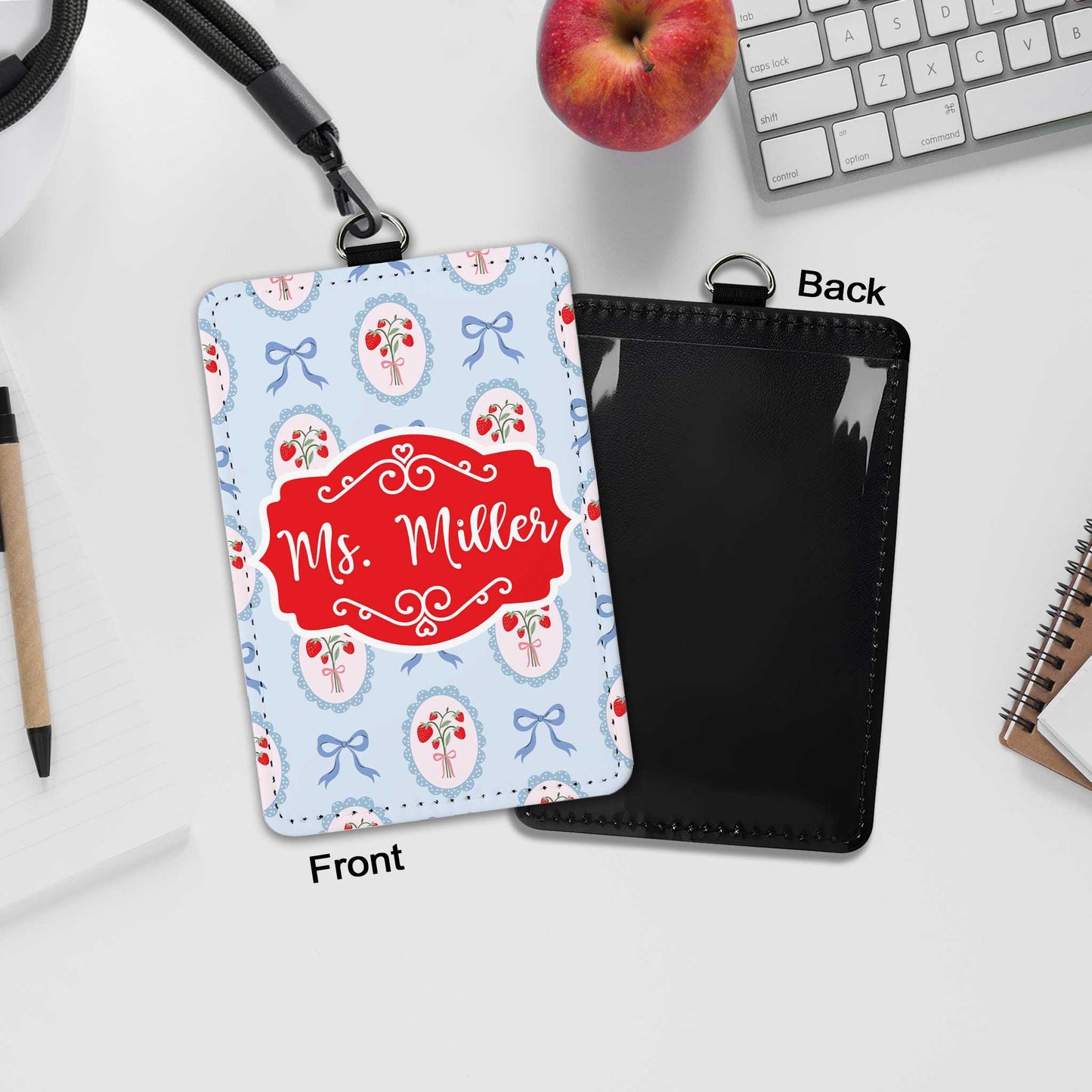 Personalized Teacher ID Badge Holder, Custom Badge Holder, ID Holder, Lanyard Accessory, Teacher Appreciation Gift, Back To School Gift