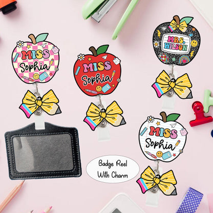 Custom Teacher Badge Reel, Custom ID Holder Apple Badge Reel, ID Holder, Retractable Badge Reel, Teacher Appreciation Gift Back to School