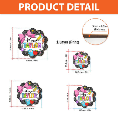 Teacher Appreciation Gift, Custom Teacher Door Hanger Composition Book 3D Wooden Sign, Back To School Gift, Teacher Name Class Welcome Sign