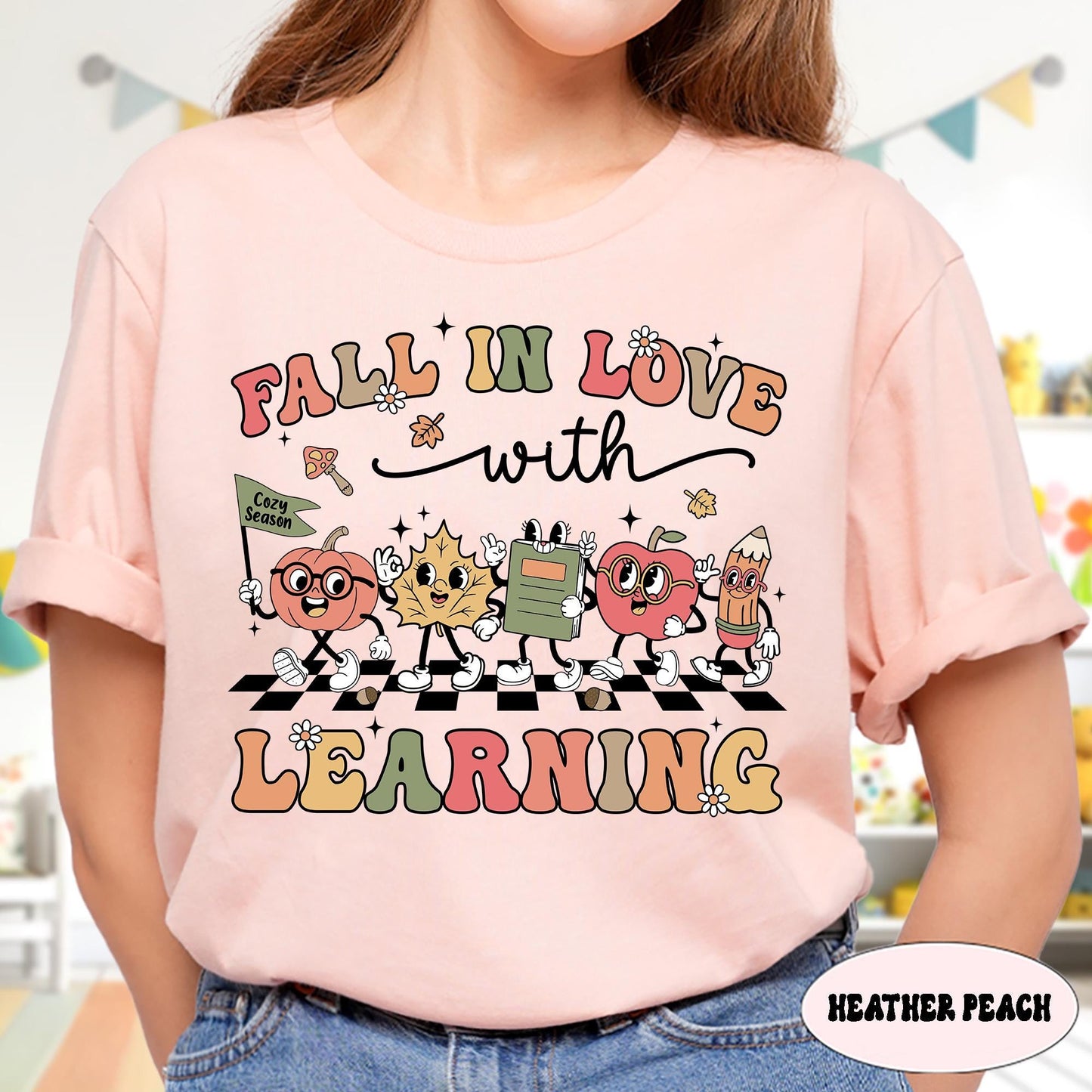 Teacher Shirt, Fall In Love With Learning, Teacher Pumpkin Fall Shirt, Halloween Spooky Shirt, Teacher Thanksgiving Sweatshirt, Teacher Gift