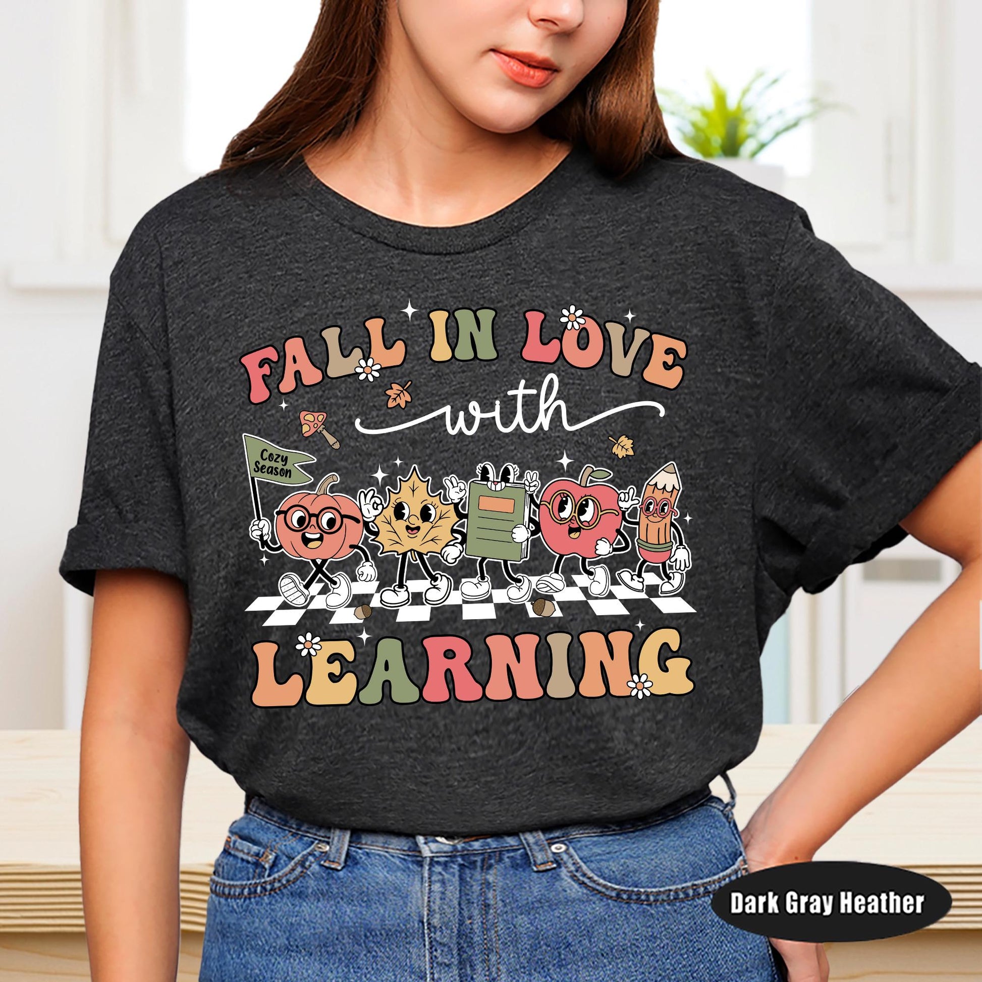 Teacher Shirt, Fall In Love With Learning, Teacher Pumpkin Fall Shirt, Halloween Spooky Shirt, Teacher Thanksgiving Sweatshirt, Teacher Gift