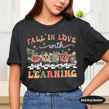 Teacher Shirt, Fall In Love With Learning, Teacher Pumpkin Fall Shirt, Halloween Spooky Shirt, Teacher Thanksgiving Sweatshirt, Teacher Gift