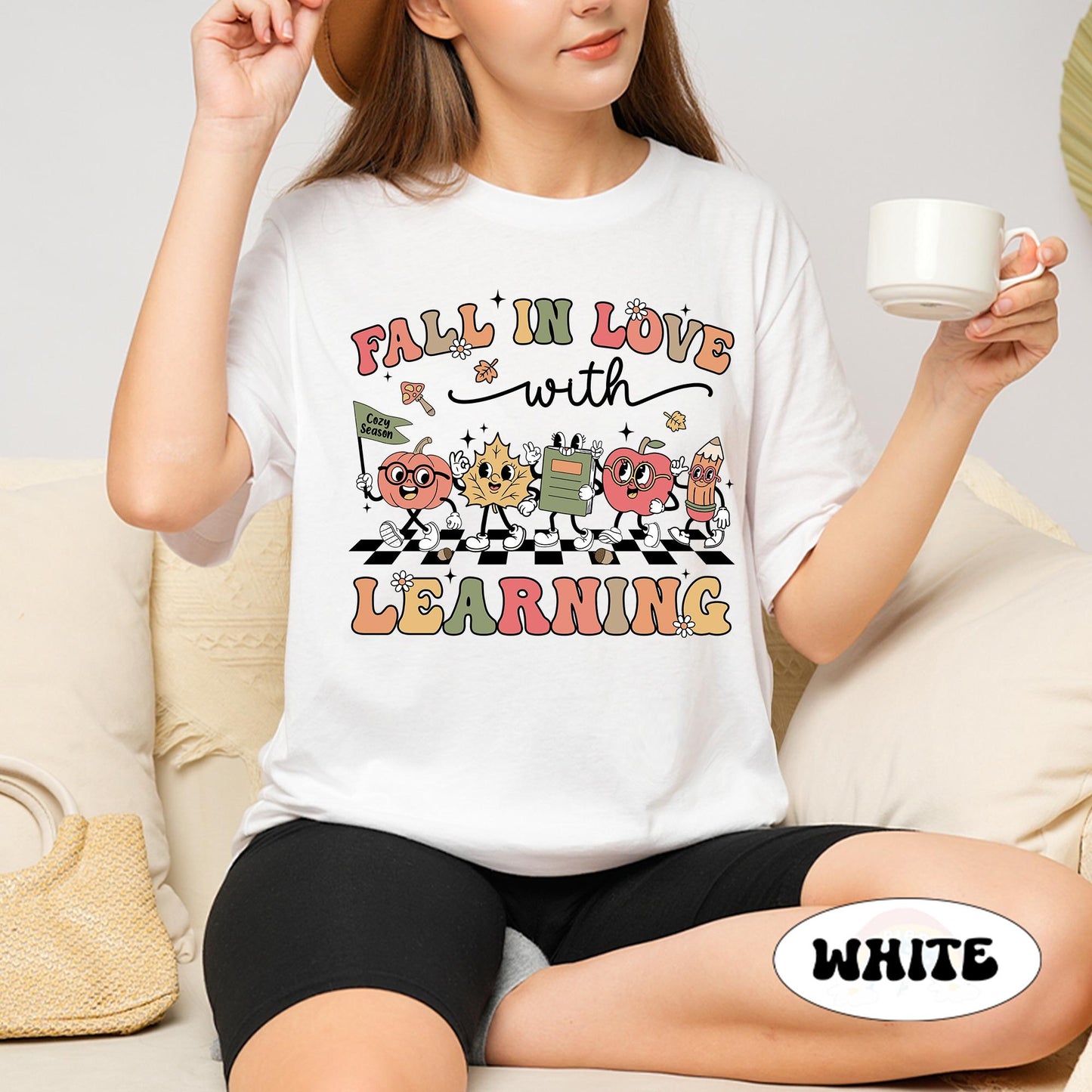 Teacher Shirt, Fall In Love With Learning, Teacher Pumpkin Fall Shirt, Halloween Spooky Shirt, Teacher Thanksgiving Sweatshirt, Teacher Gift