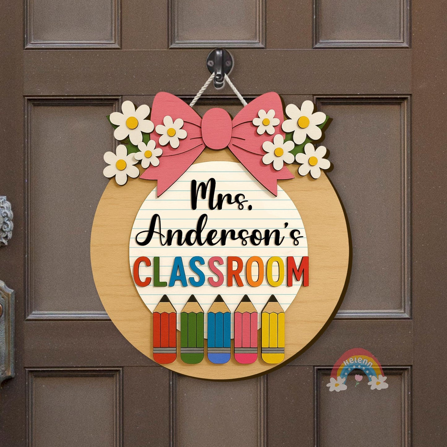 Custom Teacher Door Hanger With Name, Teacher Appreciation Gift, Gift For Teacher, Teacher Name Sign Classroom Decor, Back To School Gift