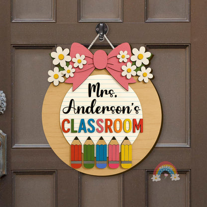 Custom Teacher Door Hanger With Name, Teacher Appreciation Gift, Gift For Teacher, Teacher Name Sign Classroom Decor, Back To School Gift