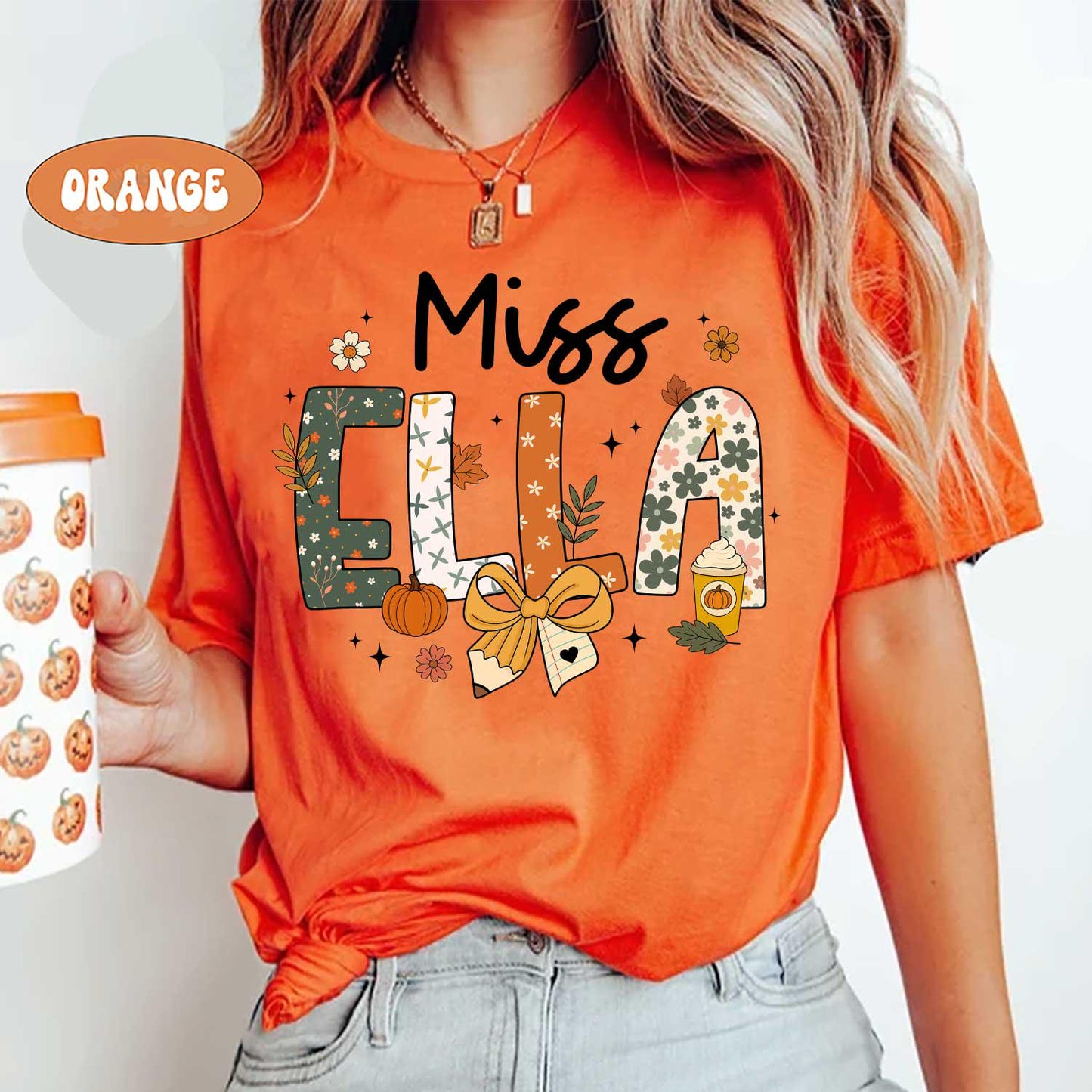 Personalized Teacher Fall Shirt, Teacher Pumpkin Fall Shirt, Fall Teacher Shirt, Teacher Thanksgiving Sweatshirt, Teacher Appreciation Gift