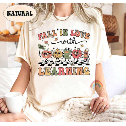 Teacher Shirt, Fall In Love With Learning, Teacher Pumpkin Fall Shirt, Halloween Spooky Shirt, Teacher Thanksgiving Sweatshirt, Teacher Gift