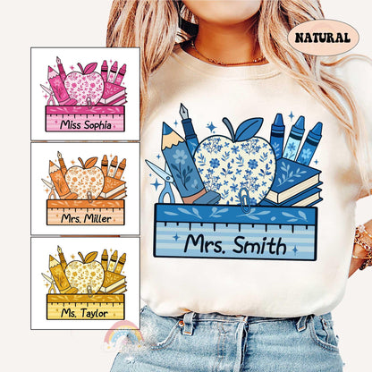 Personalized Teacher Shirt, Custom Teacher School Supplies Shirt, Back To School Shirt, First Day Of School, Teacher Appreciation Gifts