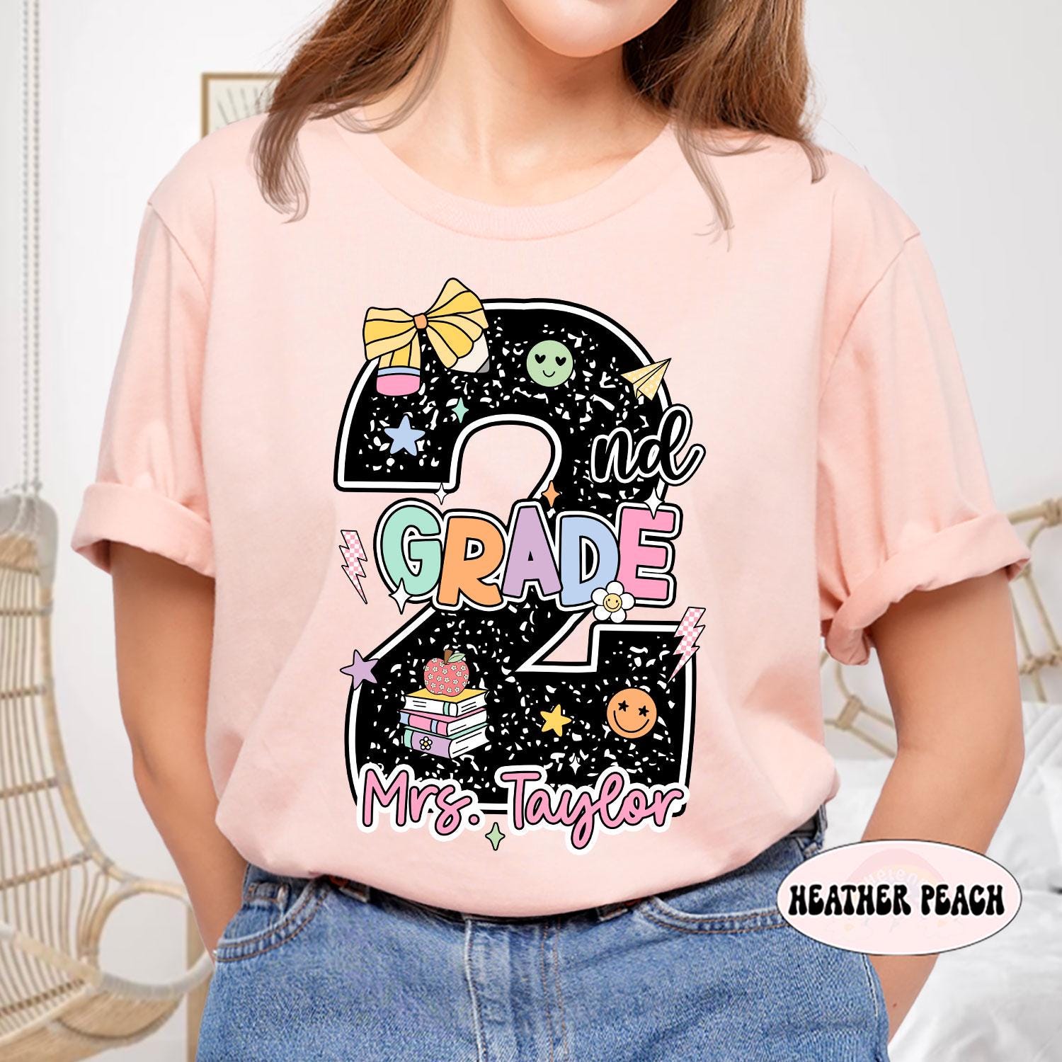 Custom Second Grade Teacher Shirt, 2nd Grade Teacher Shirt, Custom Teacher Name Shirt, Back To School Shirt, Teacher Appreciation Gift