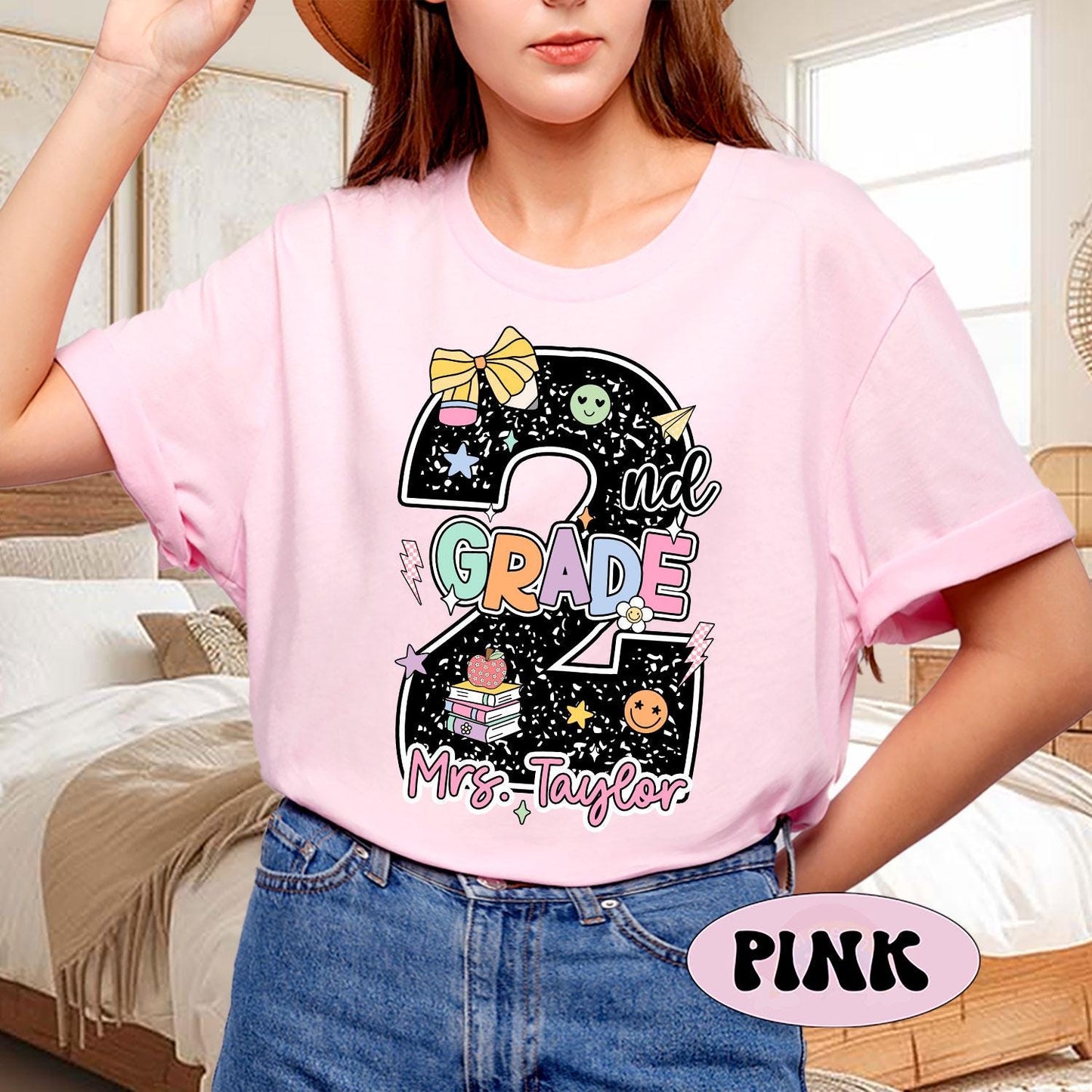 Custom Second Grade Teacher Shirt, 2nd Grade Teacher Shirt, Custom Teacher Name Shirt, Back To School Shirt, Teacher Appreciation Gift