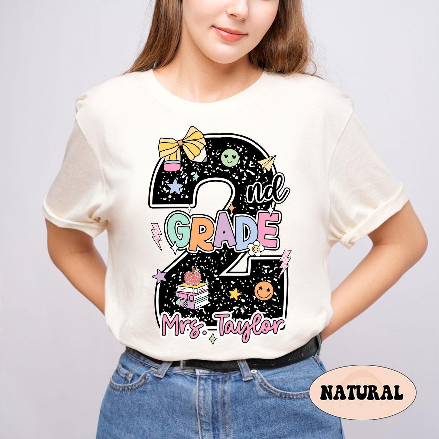 Custom Second Grade Teacher Shirt, 2nd Grade Teacher Shirt, Custom Teacher Name Shirt, Back To School Shirt, Teacher Appreciation Gift