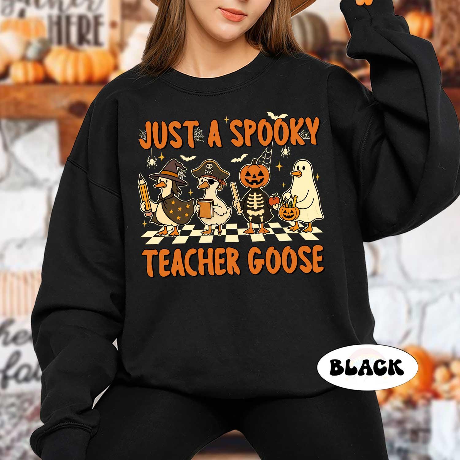 Teacher Halloween Shirt, Spooky Teacher Goose, Trick Or Teach, Spooky Teacher Shirt, Teacher Pumpkin Ghost Shirt, Teacher Halloween Gift