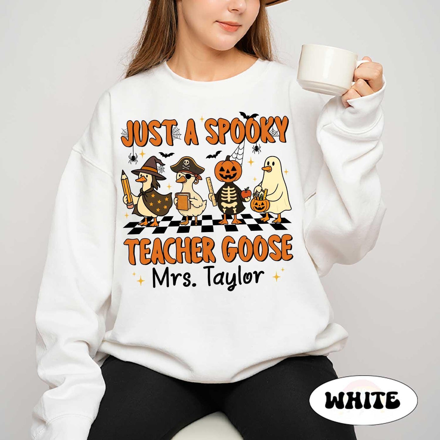 Custom Teacher Halloween Shirt, Spooky Teacher Goose, Trick Or Teach, Spooky Teacher Shirt, Teacher Pumpkin Ghost, Teacher Halloween Gift