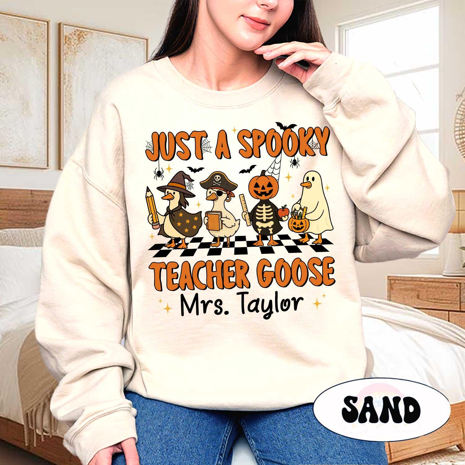 Custom Teacher Halloween Shirt, Spooky Teacher Goose, Trick Or Teach, Spooky Teacher Shirt, Teacher Pumpkin Ghost, Teacher Halloween Gift