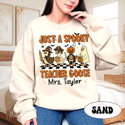 Custom Teacher Halloween Shirt, Spooky Teacher Goose, Trick Or Teach, Spooky Teacher Shirt, Teacher Pumpkin Ghost, Teacher Halloween Gift