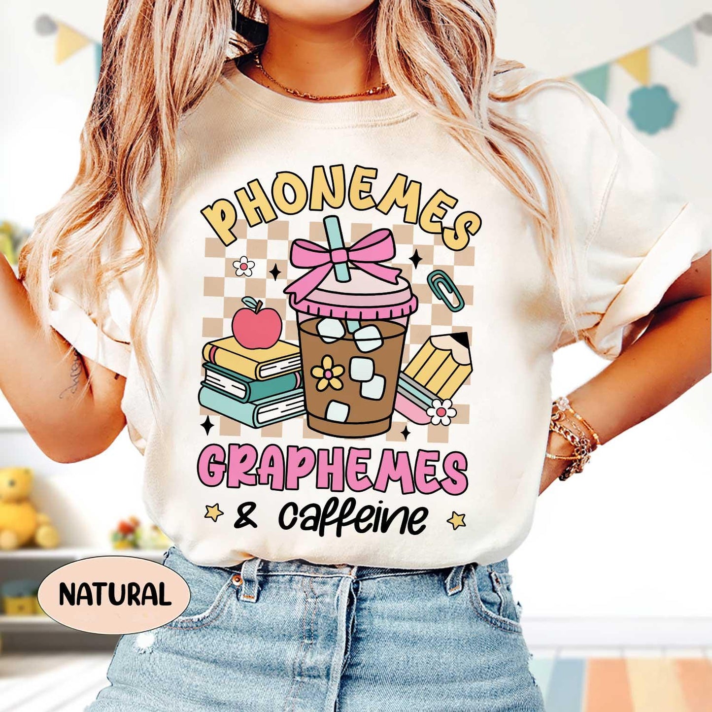 Phonemes Graphemes Caffeine Shirt, Teacher Shirt, Coffee Lover Shirt, Back to School, Funny Teacher Coffee Shirt, Teacher Appreciation Gift